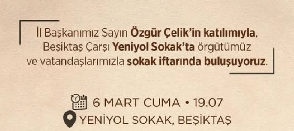 CHP Beşiktaş’tan Sokak İftarı Daveti