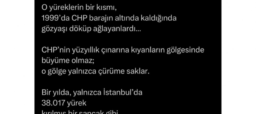 CHP İstanbul İl Başkanı Gürsel Tekin’den YDK’ya Sert Tepki: “38.017 Yürek Sessizce Gitti!” 
