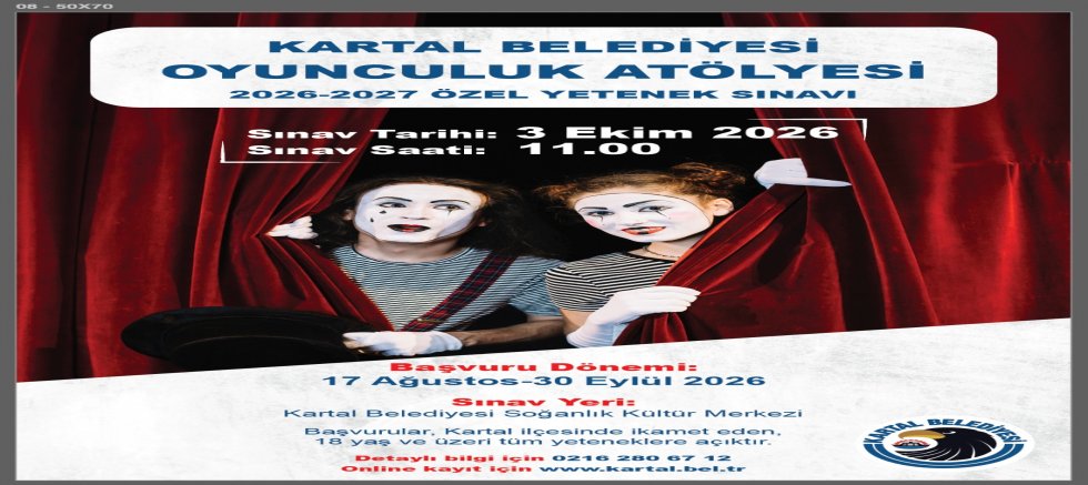 Kartal Belediyesi Oyunculuk Atölyesi Yeni Dönem Öğrencilerini Bekliyor