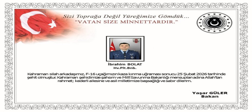  Op. Dr. Hicabi Gökdereli’den Şehit Pilot İçin Başsağlığı Mesajı