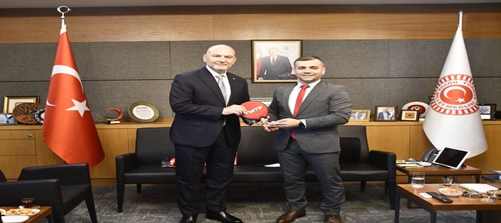 Süleyman Soylu, Masa Tenisi Federasyonu Başkanı Kerim Koç’u TBMM’de Ağırladı