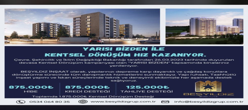 Yarısı Bizden Kampanyası ile Kentsel Dönüşüm Hız Kazanıyor: Beşyıldız İnşaat’tan  Destek