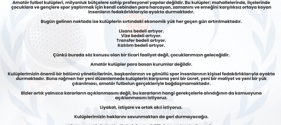 Sultangazi Kulüpler Birliği’nden TFF’ye Sert Tepki: “Amatör Futbol Susmayacaktır!”