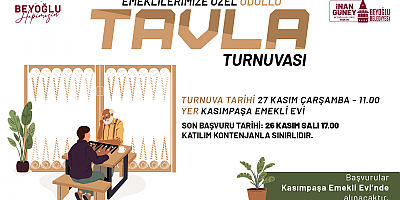 Kasımpaşa Emekliler Evinde Tavla Turnuvası Başlıyor
