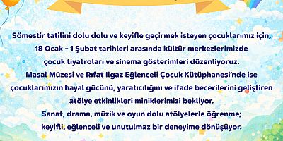 Yarıyıl Tatili Kartallı Çocuklar İçin Şenliğe Dönüşüyor